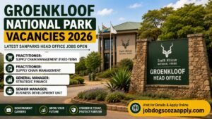 The SANParks Head Office at Groenkloof with the entrance sign, representing Groenkloof National Park Vacancies 2026 in South Africa.