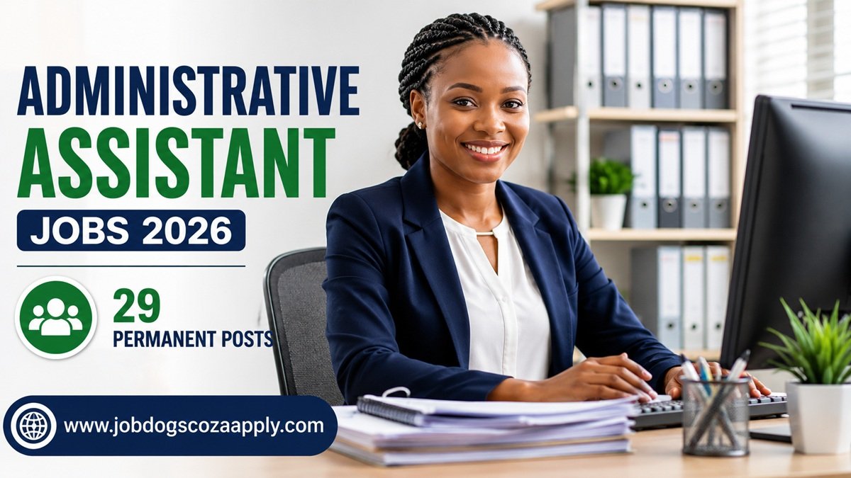 Limpopo Department of Education Administrative Assistant Vacancies 2026 featured image showing a South African administrative assistant working in a modern school office with 29 permanent government job opportunities.