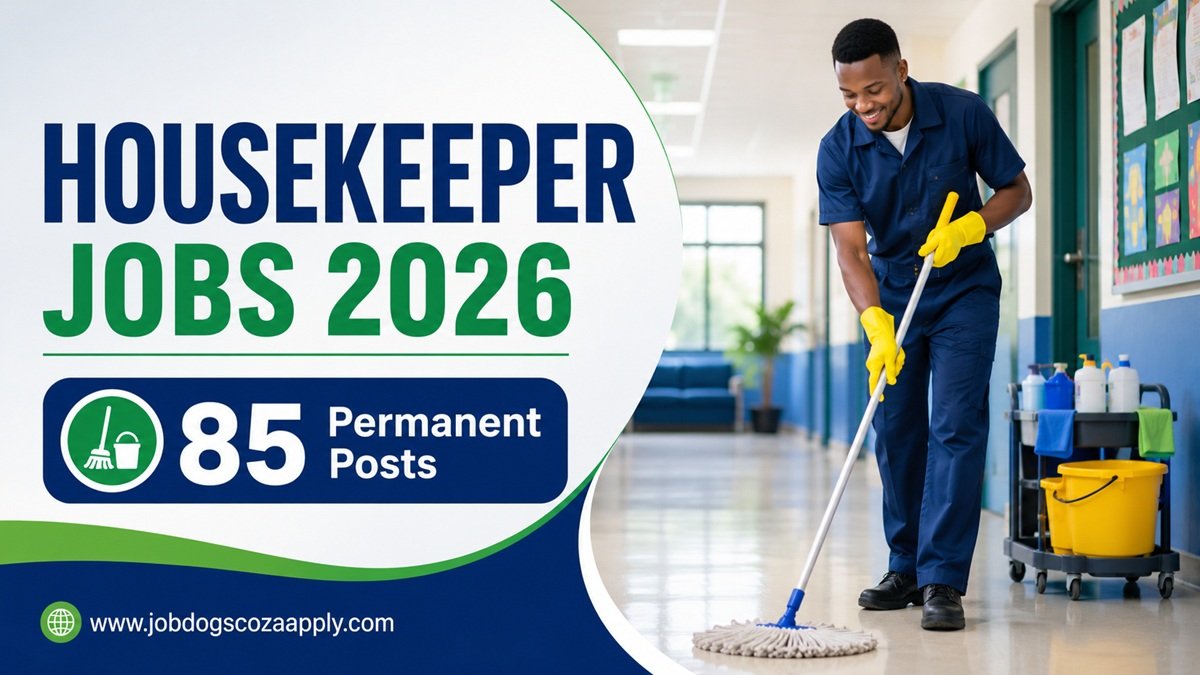 Limpopo Department of Education Special Schools Housekeeper (Male) Vacancies 2026 featured image showing a South African male housekeeper cleaning a public special school corridor with 85 permanent government job opportunities.