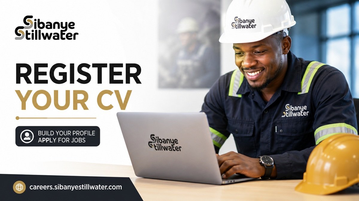 Mining professional creating a profile on the Sibanye Stillwater Register CV portal to apply for mining jobs in South Africa.